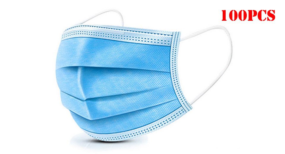 100 x Disposable 3-layer Dustproof Face Masks