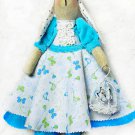 Collectible textile handmade doll "Girl Bunny with cage".