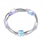 S925 crystal comes from the swarovski elemental size square sugar shape sterling silver bracelet