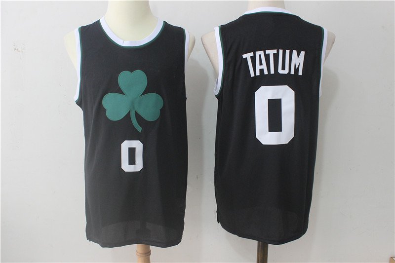 Mens Boston Celtics 0# Jayson Tatum Black Basketball Stitched Jersey