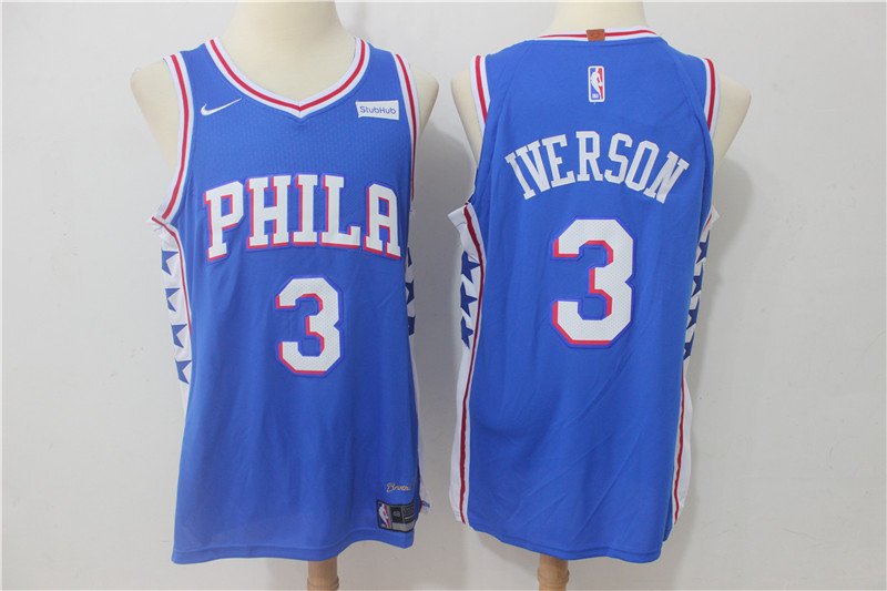 2018 Philadelphia 76ers #3 Allen Iverson Anniversary Blue Basketball Jersey