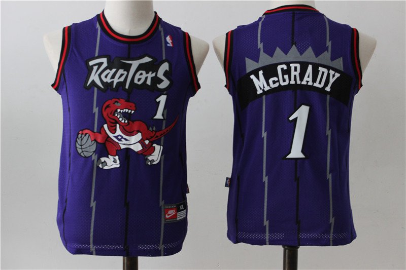 Youth Toronto Raptors 1 Tracy McGrady Stitched Purple Basketball Jersey