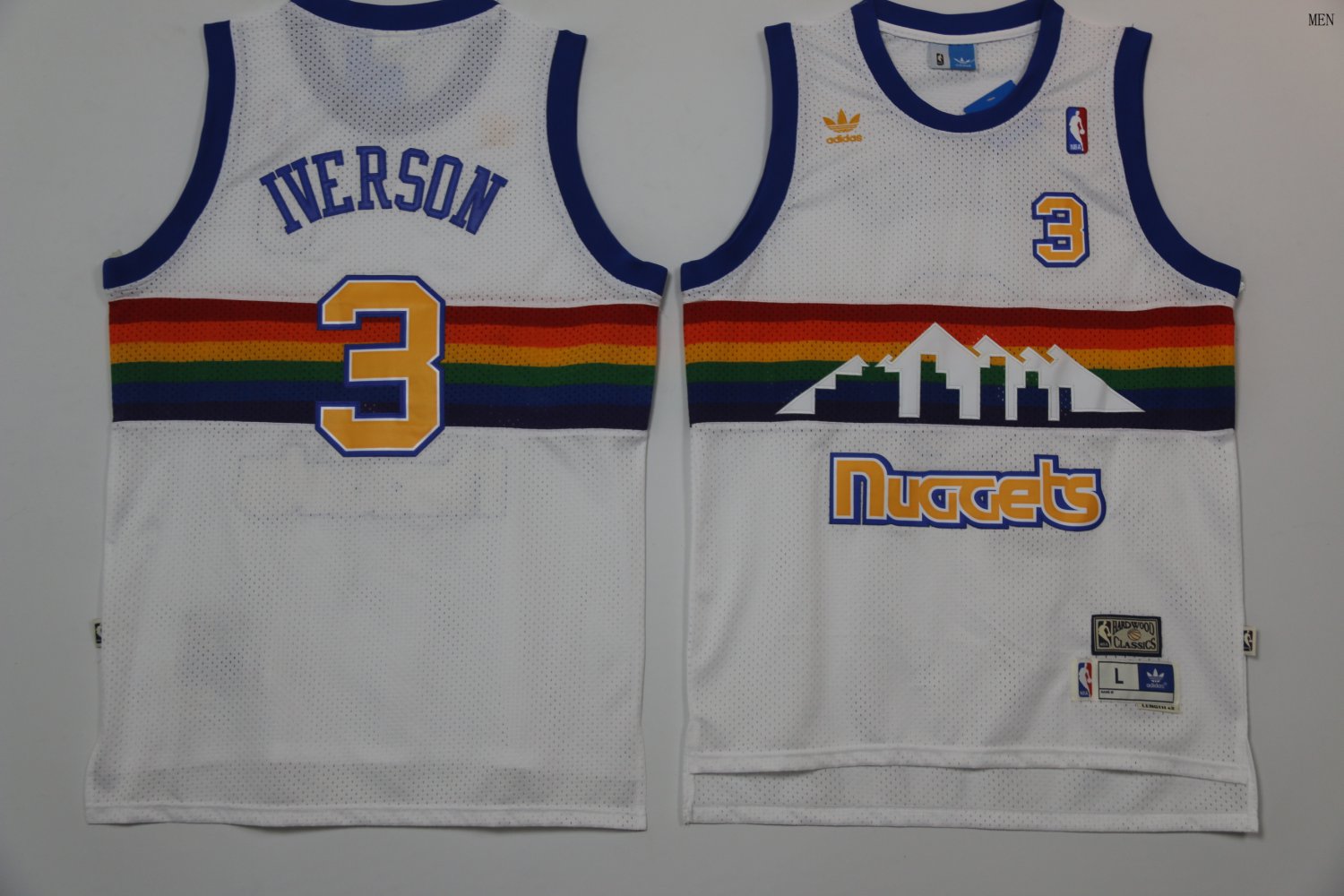 Denver Nuggets #3 Allen Iverson Retro Basketball Jersey White
