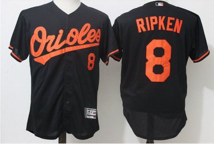 Men's Baltimore Orioles #8 cal ripken Black Flex Base jersey