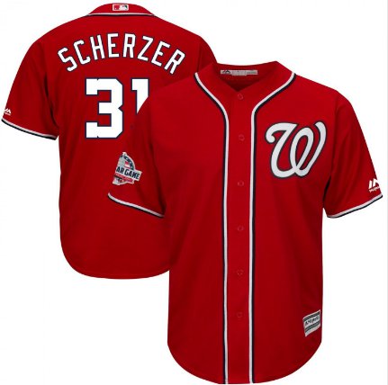 2018 Men's Washington Nationals #Max Scherzer #All Star Red Cool Base Jersey