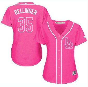 Women's Los Angeles Dodgers #35 Cody Bellinger Stitched Baseball Jersey Pink