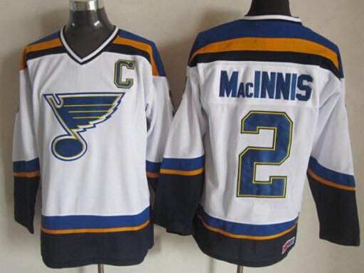 Swen Logo St. Louis Blues 2 AL MacINNIS White Throwback Jerseys