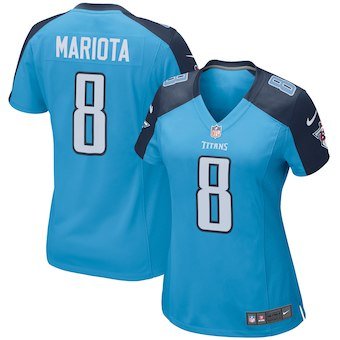 Women Tennessee Titans 8# Marcus Mariota camouflage football Jersey Blue