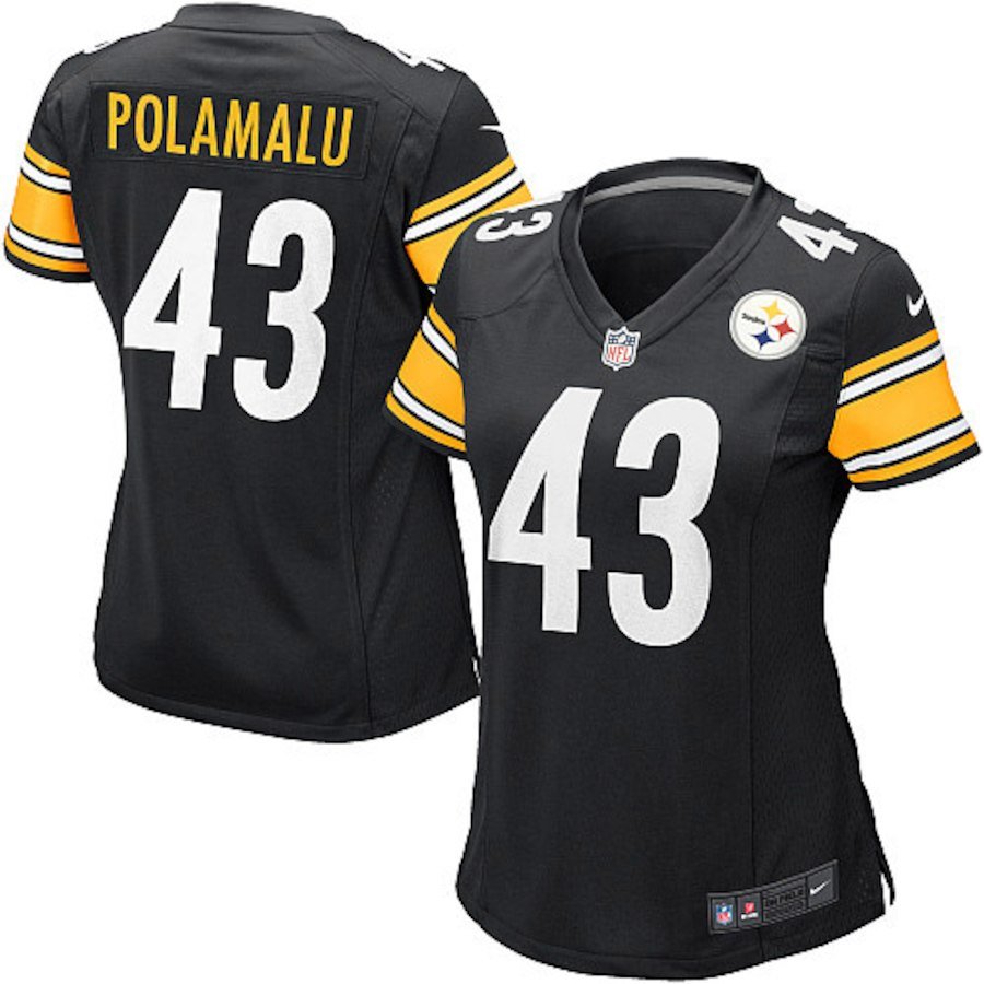 Women Pittsburgh Steelers 43# Troy Polamalu Football Limited Jersey Black