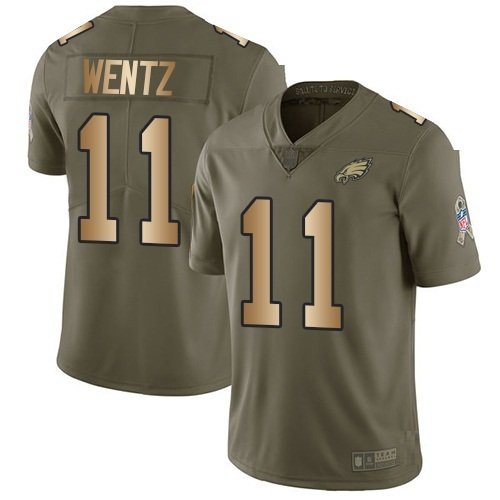 Men's Philadelphia Eagles 11 Carson Wentz Green Super Bowl 2018 Game Jersey