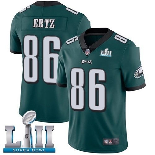 Men's Philadelphia Eagles 86# Zach Ertz Jersey Green Super Bowl LII