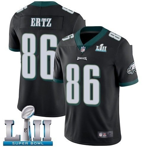 Men's Philadelphia Eagles 86# Zach Ertz Jersey Black Super Bowl LII