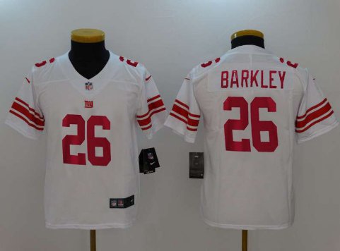 Youth kid New York Giants #26 Saquon Barkley vapor jersey white