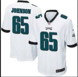 Men Philadelphia Eagles #65 Lane Johnson game jersey white