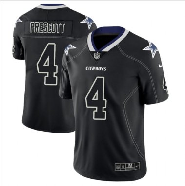 Men's Dallas Cowboys #4 Dak Prescott Black color rush Limited lights out jersey