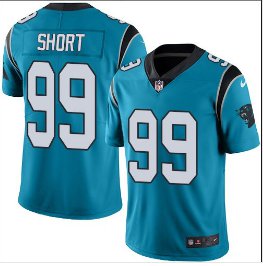 Mens Carolina Panthers #99 Kawann Short color rush Limited jersey blue