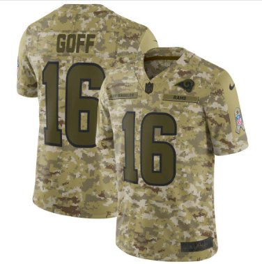 Men's Rams 16# Jared Goff Salute to Service Limited Jersey Camo NEW