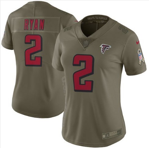 Women's Atlanta Falcons #2 Matt Ryan Olive Salute to Service Limited Jersey