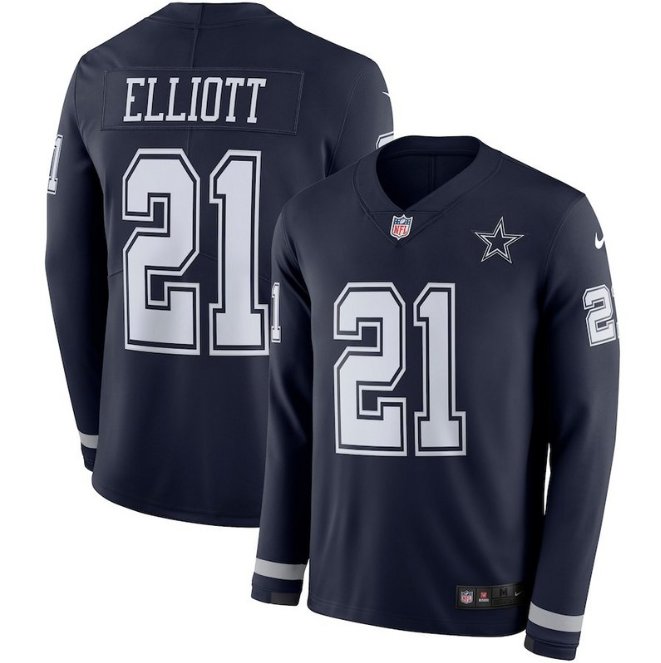 Mens Ezekiel Elliott #21 Dallas Cowboys Navy Jersey