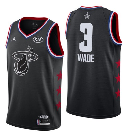 Men's 2019 Heat 3# Dwyane Wade All-Star Game Basketball Jersey Black