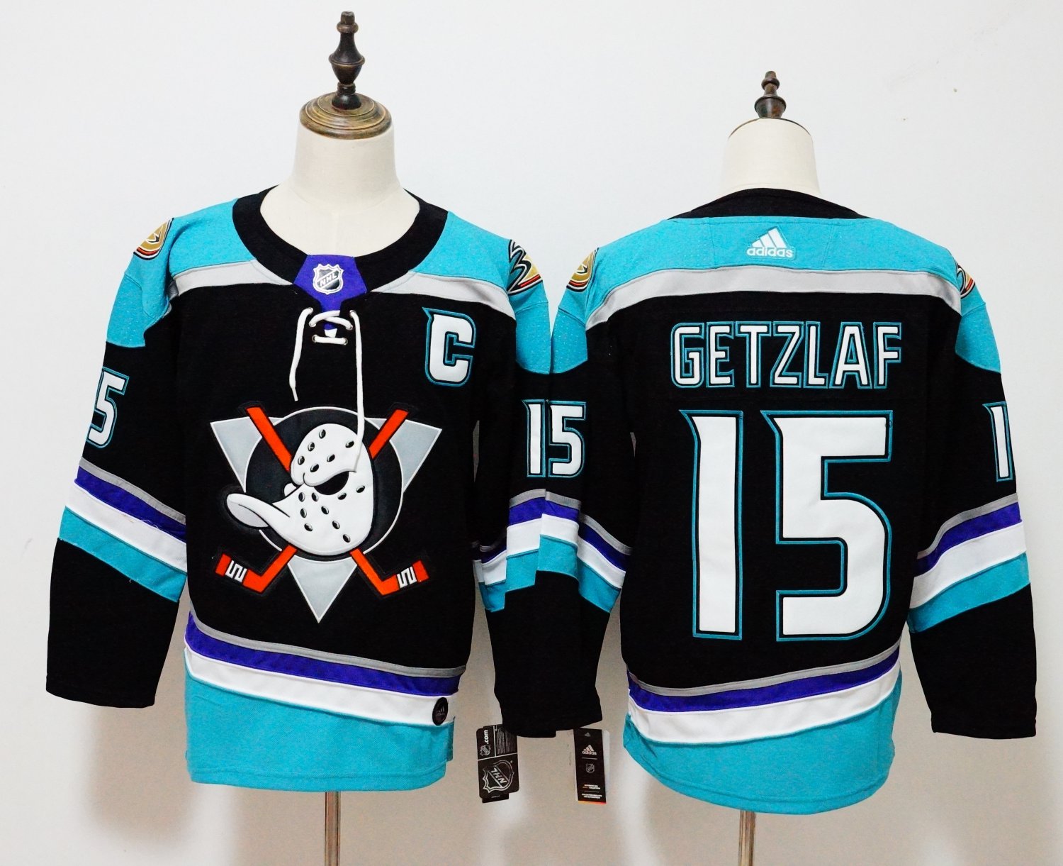 Mens Anaheim Ducks 15# Ryan Getzlaf Ice Hockey Jersey Black