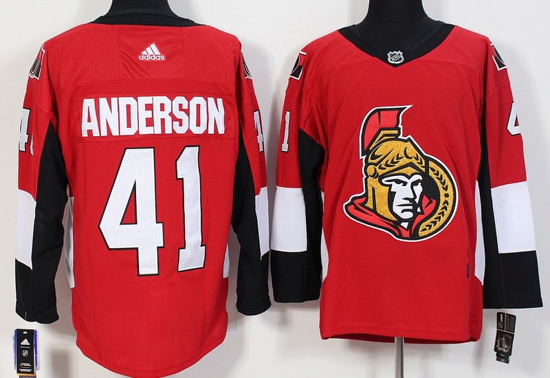 Mens Ottawa Senators 41# Craig Anderson Ice Hockey Jersey Red