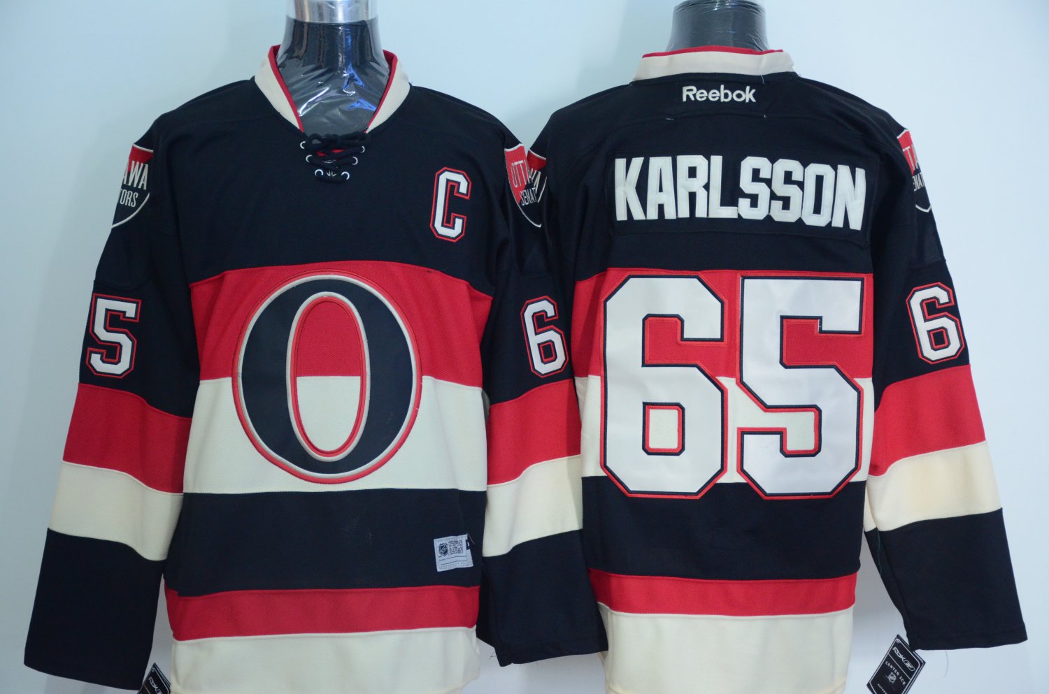 Mens Ottawa Senators 65# Erik Karlsson Ice Hockey Jersey Black