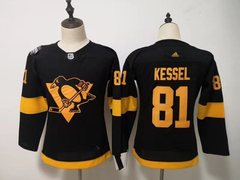 Womens Pittsburgh Penguins 81# Phil Kessel Ice Hockey Jersey Black