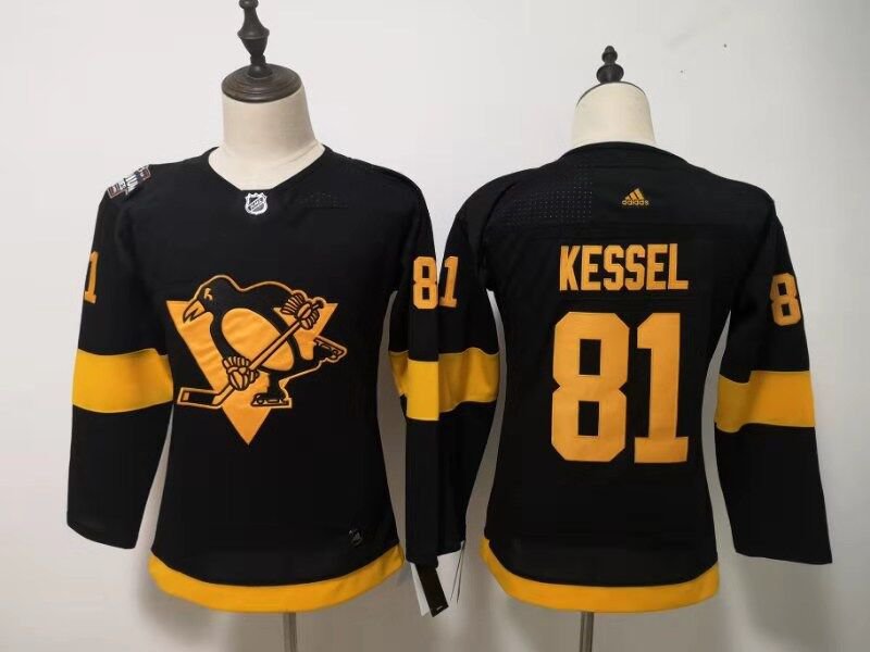 Youth Pittsburgh Penguins 81# Phil Kessel Ice Hockey Jersey Black