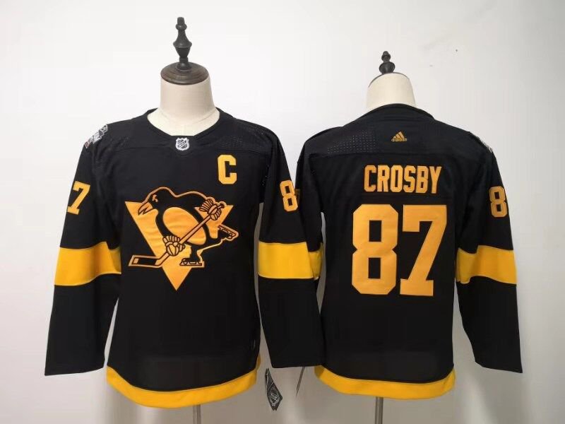 Womens Pittsburgh Penguins 87# Sidney Crosby Ice Hockey Jersey Black