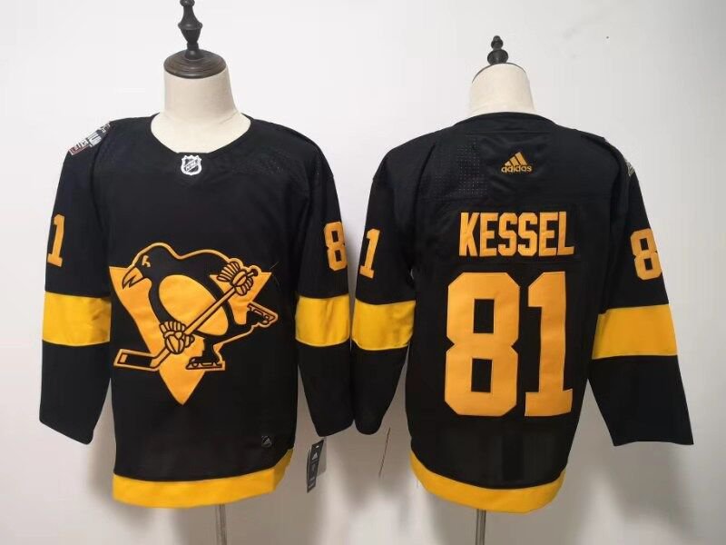 Mens Pittsburgh Penguins 81# Phil Kessel Ice Hockey Jersey Black