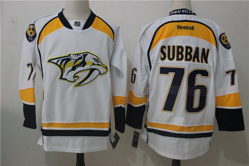 Mens Nashville Predators 76# PK Subban Ice Hockey Jersey White