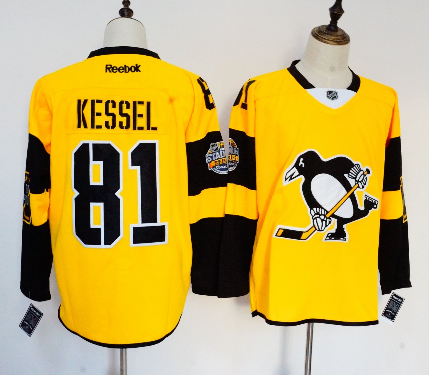 Mens Pittsburgh Penguins 81# Phil Kessel Ice Hockey Jersey Yellow
