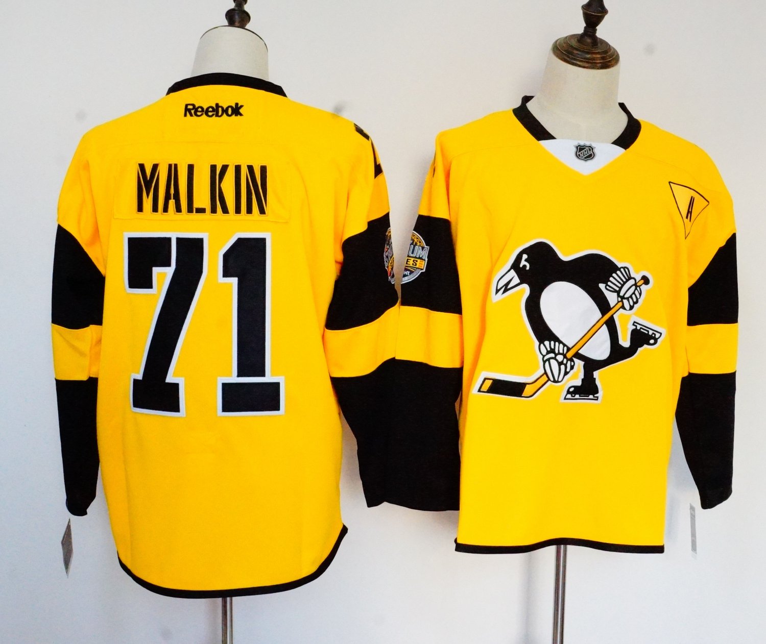 Mens Pittsburgh Penguins 71# Evgeni Malkin Ice Hockey Jersey Yellow