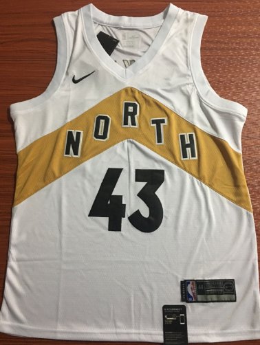 Men's Toronto Raptors #43 Pascal Siakam Basketball Jersey White Gold City version New