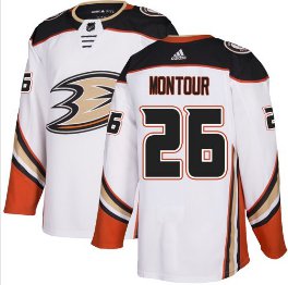 Mens Brandon Montour 26# Anaheim Ducks Ice Hockey Stitched Jersey White