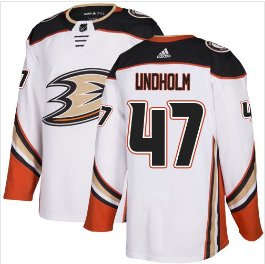 Mens Hampus Lindholm 47# Anaheim Ducks Ice Hockey Stitched Jersey White