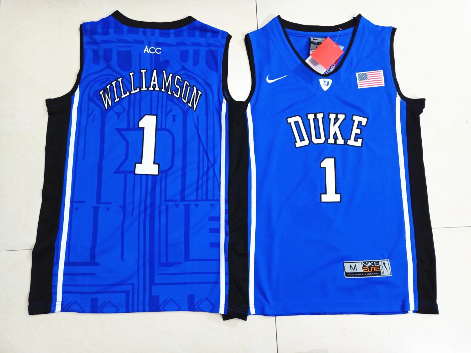 Youth Duke Blue Devils 1# Zion Williamson Basketball NCAA Jersey Blue