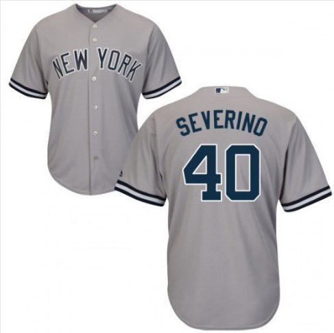 Men's New York Yankees Luis Severino Gray Cool Base Baseball Jersey away