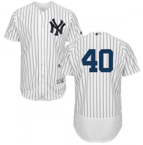 Men's Luis Severino 40# New York Yankees White Flex Base Baseball Blank Jersey Home