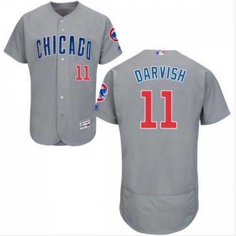 Men's Chicago Cubs #11 Yu Darvish gray road flex base jersey