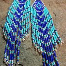 Double Tiered Blue & Silver Earrings
