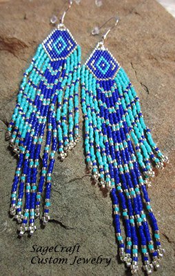 Double Tiered Blue & Silver Earrings