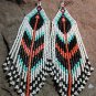 Long Fringe Earrings Coral