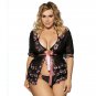 Plus Size Black & Pink Floral Robe