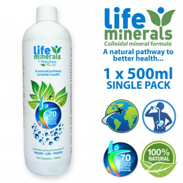 Life Minerals 500ml, 70+ Plant Derived LIQUID Minerals, Pure Colloidal Minerals