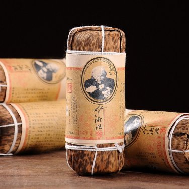 Aged Hu Nan Anhua Tian Jian Tianjian Hei Cha Dark Tea in Bamboo Shell 200g 2014