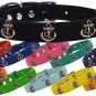 Bronze Anchor Widget Genuine Leather Dog Collar - Size 10,12,14