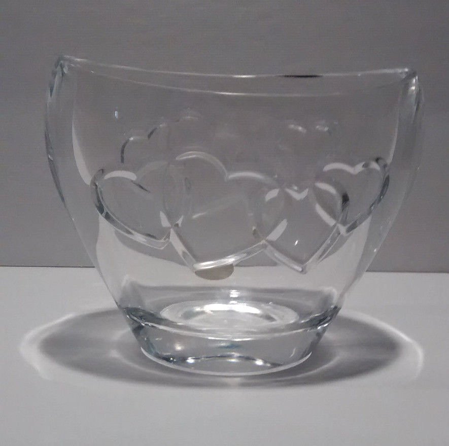 Oval Teleflora Multi Heart Vase France 24 Percent Lead Crystal Free