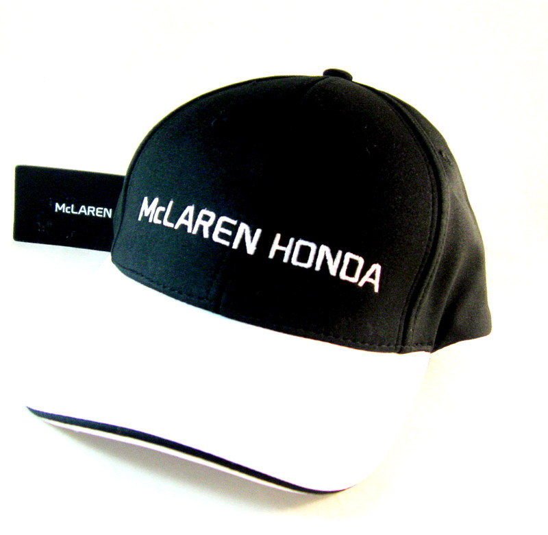 MCLAREN HONDA TEAM CAP FORMULA 1,CURVED PEAK CAP YEAR 2015 BLACK/WHITE, RARE,NEW